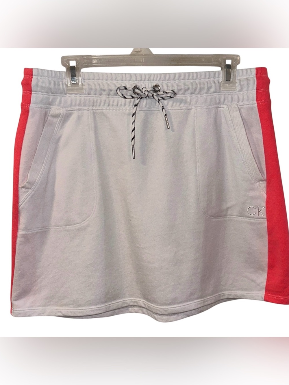 Calvin Klein Performance Skirt White with Pink Colorblock Side Stripe Size Lg